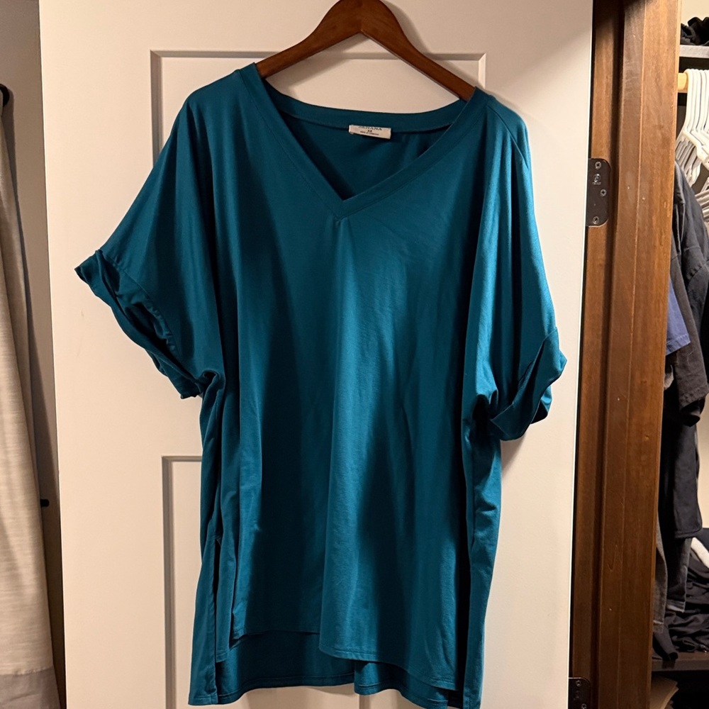 Zenana Outfitters Teal V-Neck Short Sleeve Top
